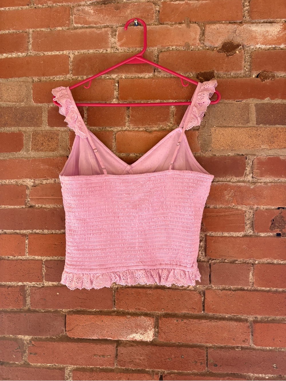 Pink Eyelet Ruffle Cami Top - Picture 2 of 3